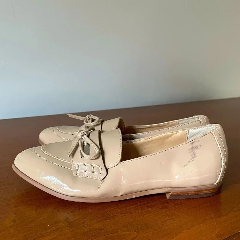 Marc Fisher Nude Patent Leather Moccasin Flats - Picture 3 of 7